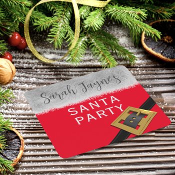 Christmas Santa Party Holiday Paper Coaster by mothersdaisy at Zazzle