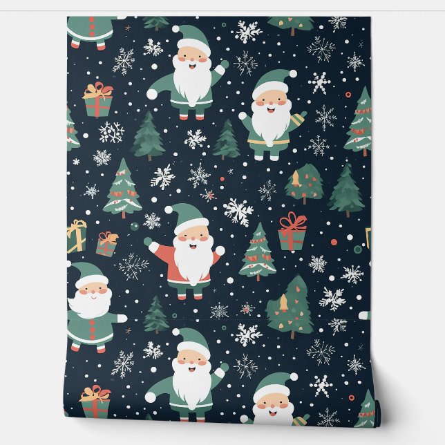 Christmas Santa Pattern Wallpaper (Unrolling)