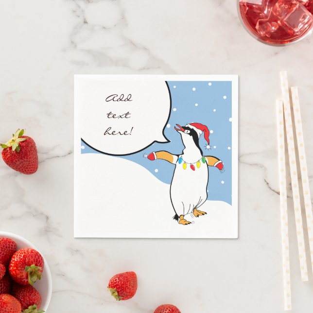 Christmas Santa Penguin Says Napkins (Insitu)