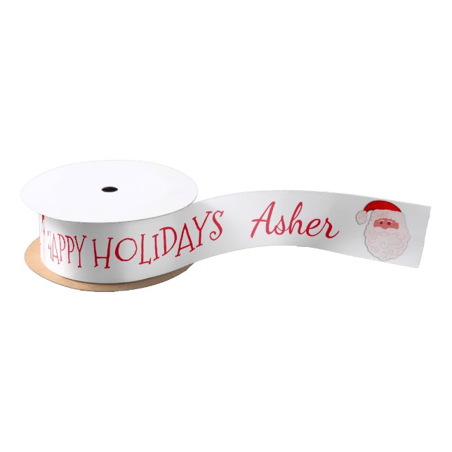Christmas Santa personalized name ribbon (Spool)