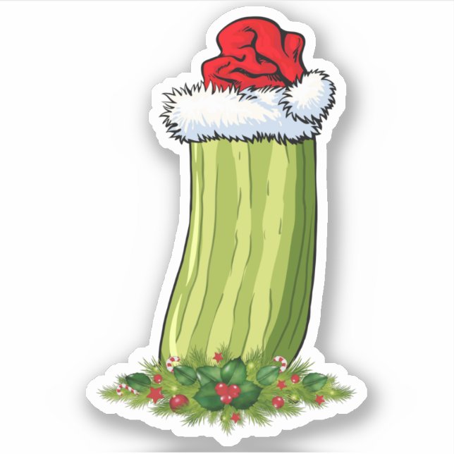 Christmas Santa Pickle Sticker (Front)