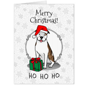 Christmas Santa Pit Bull (lt brindle white 3) Cute Card
