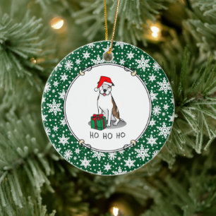 Christmas Santa Pit Bull (lt brindle white 3) Cute Ceramic Ornament