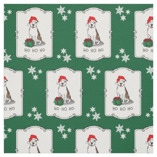 Christmas Santa Pit Bull (lt brindle white 3) Cute Fabric