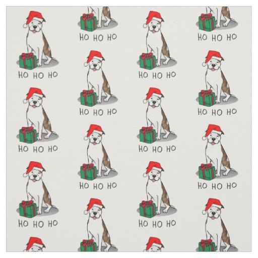 Christmas Santa Pit Bull (lt brindle white 3) Cute Fabric