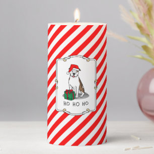 Christmas Santa Pit Bull (lt brindle white 3) Cute Pillar Candle