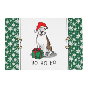 Christmas Santa Pit Bull (lt brindle white 3) Cute Placemat