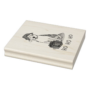 Christmas Santa Pit Bull (lt brindle white 3) Cute Rubber Stamp