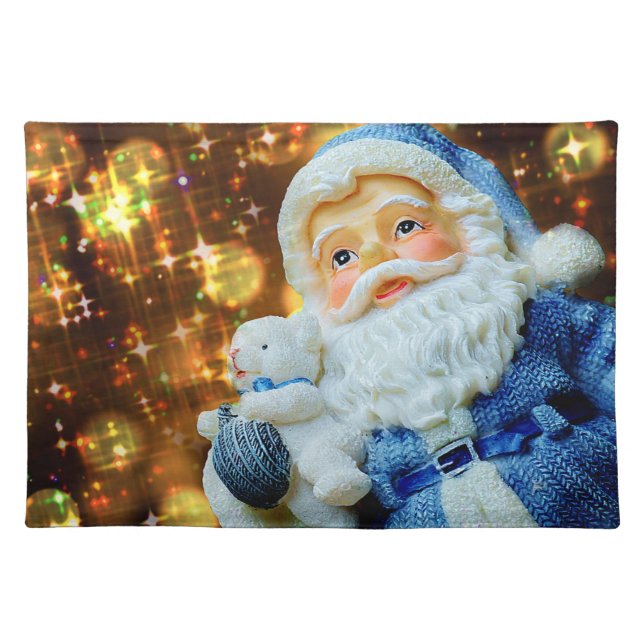 Christmas Santa Placemat - Sparkle Gold Background (Front)