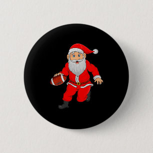 Christmas Santa Playing Football Xmas Funny Srts P Button