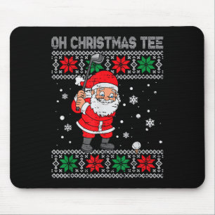Christmas Santa Playing Golf Xmas Golfer For Mens Mouse Pad