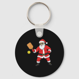 Christmas Santa Playing Pickleball For Boys Teens Keychain