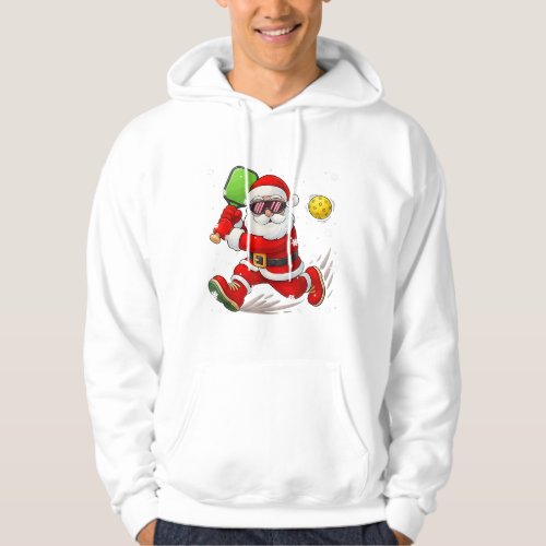 Christmas Santa Playing Pickleball Hoodie