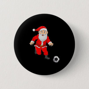Christmas Santa Playing Soccer Football Xmas Srts Button