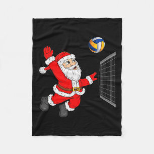 Christmas Santa Playing Volleyball Xmas Funny Srts Fleece Blanket