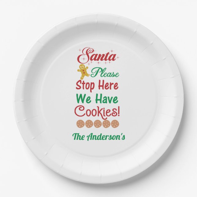Christmas Santa Please Stop Here We have cookies  Paper Plates (Front)