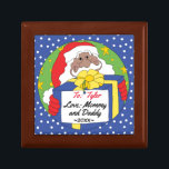 Christmas Santa Presents Keepsake Box<br><div class="desc">Sweet container to hold your treasures. Santa Presents. Personalize by deleting message and adding your own. Use your favorite font style, color and size. Design elements can be transferred to other Zazzle products. Always adjust and check for perfect fit when transferring designs. Merry Christmas! Size: Small 5.125" Square w/4.25" Tile...</div>