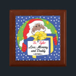 Christmas Santa Presents Keepsake Box<br><div class="desc">Sweet container to hold your treasures. Santa Presents. Personalize by deleting message and adding your own. Use your favorite font style, color and size. Design elements can be transferred to other Zazzle products. Always adjust and check for perfect fit when transferring designs. Merry Christmas! Size: Small 5.125" Square w/4.25" Tile...</div>