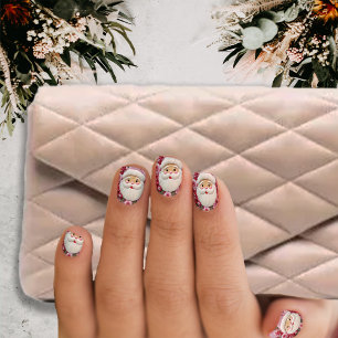 Christmas Santa Pretty in Pink Minx Nail Art