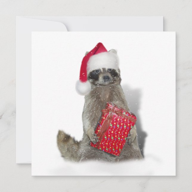 Christmas Santa Raccoon Bandit Invitation (Front)