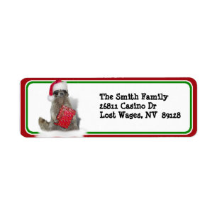 Christmas Santa Raccoon Bandit Label
