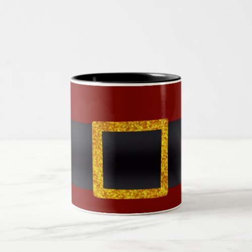 Christmas Santa red and back belt Two_Tone Coffee Mug