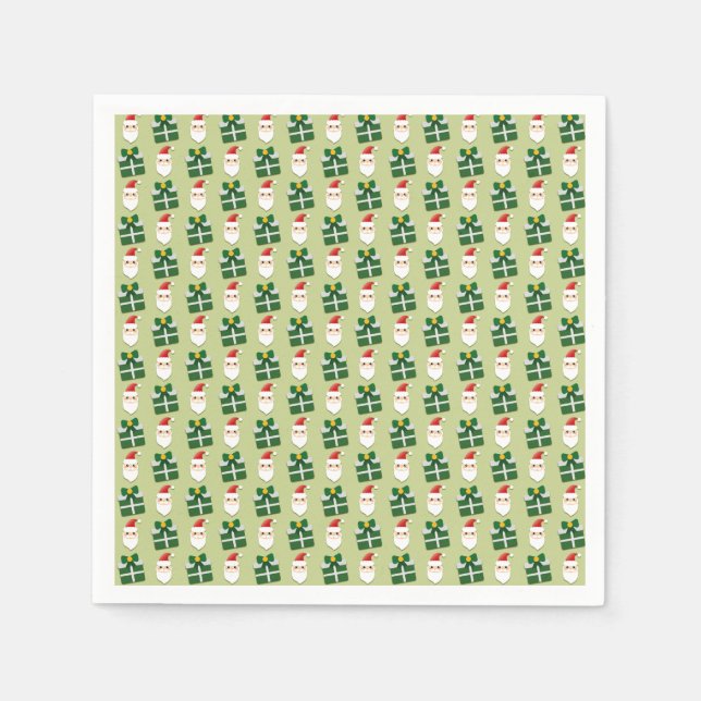 Christmas Santa Red and Green Festive Napkins (Front)