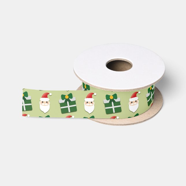Christmas Santa Red and Green Festive Satin Ribbon (Spool)