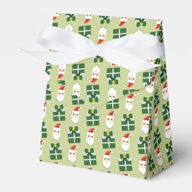 Christmas Santa Red Green Festive Favor Boxes (Front Side)
