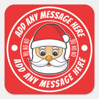 Christmas Santa Red Square Sticker