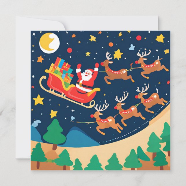 Christmas Santa Reindeer Coming To Town  (Front)