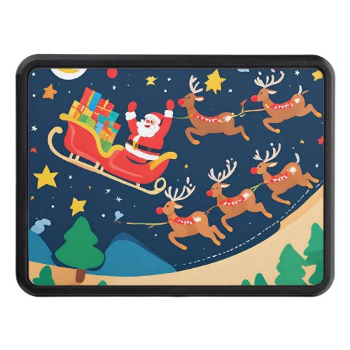 Christmas Santa Reindeer Coming To Town  Hitch Cover