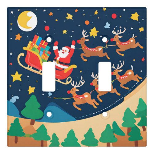 Christmas Santa Reindeer Coming To Town  Light Switch Cover