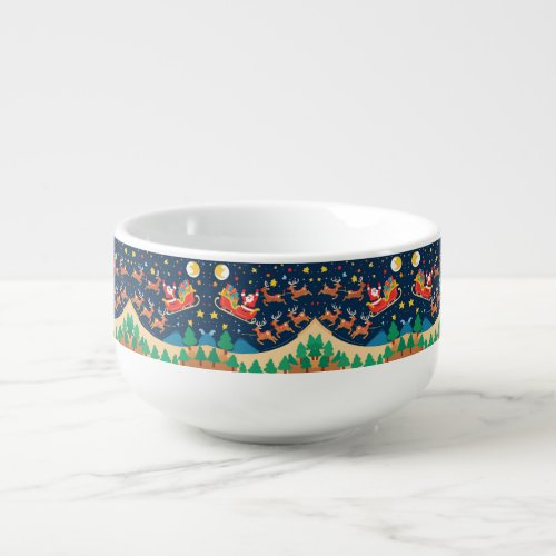 Christmas Santa Reindeer Coming To Town  Soup Mug