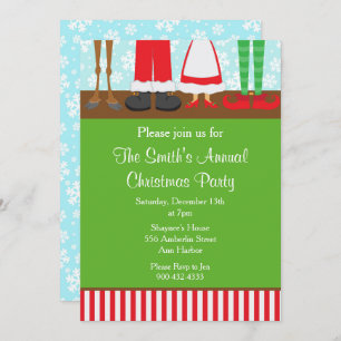 Christmas Santa Reindeer Feet Invitation