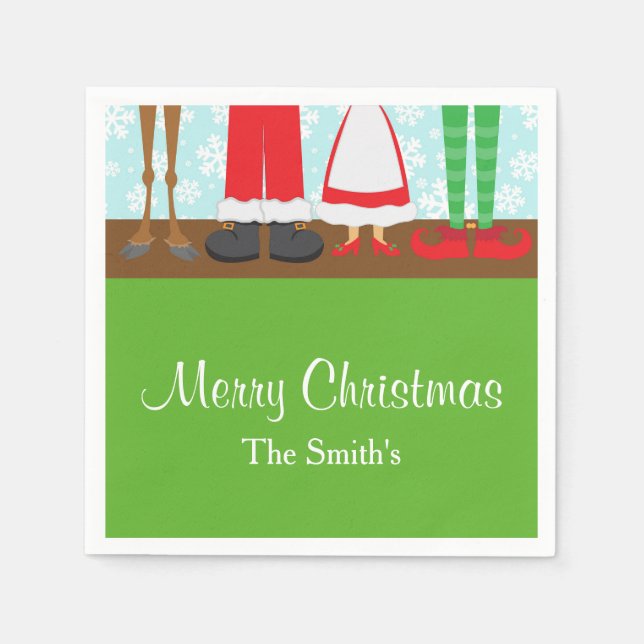 Christmas Santa Reindeer Feet Napkins (Front)