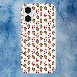 Christmas Santa Reindeer Pattern White iPhone 16 Case