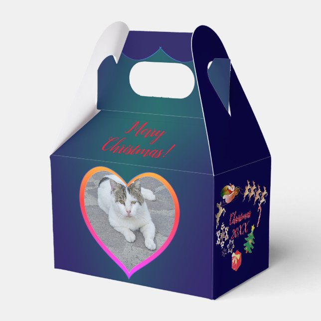Christmas Santa & Reindeer Photo Frame Favor Box (Front Side)