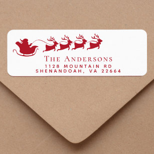 Christmas Santa Reindeer Return Address Label