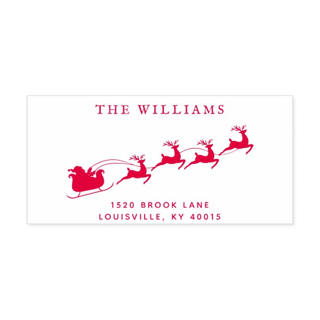 Christmas Santa Reindeer Return Address Self-inking Stamp (Design)