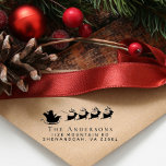 Christmas Santa Reindeer Return Address Self-inking Stamp<br><div class="desc">Fun return address stamp for the Christmas holiday season featuring a silhouette of reindeers flying Santa's sleigh through air,  and your family name and address in simple modern typography.</div>
