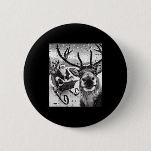 Christmas Santa Reindeer Selfie Funny Xmas Men Wom Button