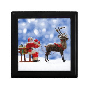 Christmas Santa Reindeer Sledging Snow Gift Box