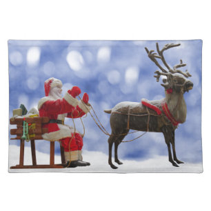 Christmas Santa Reindeer Sledging Snow Placemat