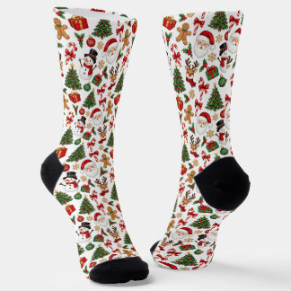 Christmas Santa Reindeer Snowman Seamless Socks