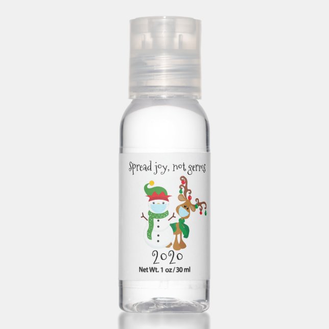 Christmas Santa Reindeer wearing Face mask Hand Sanitizer (Front)
