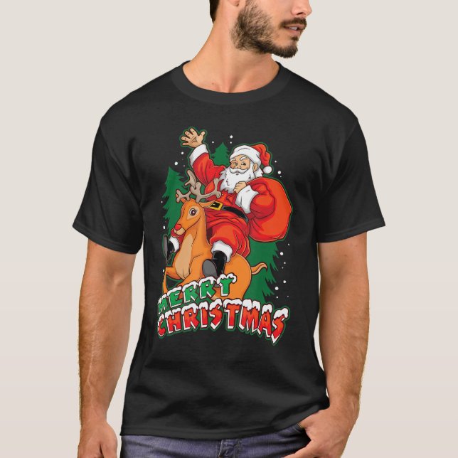 Christmas Santa Rendeer Gift Xmas Joke T-Shirt (Front)