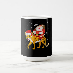 christmas santa riding cheetah xmas gift coffee mug
