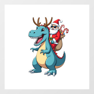 Christmas Santa Riding Dinosaur Deer Xmas (1) Floor Decals