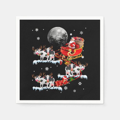 Christmas Santa Riding Reindeer Cow  Lover Napkins